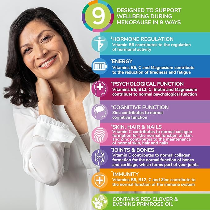 Health &amp Her Menopause Supplements for Women - Multi-Nutrient Support Menopause Vitamins for Energy Bones Muscles Skin &amp Hair Vegan Gluten-Free Non GMO (60ct - 1 Month)