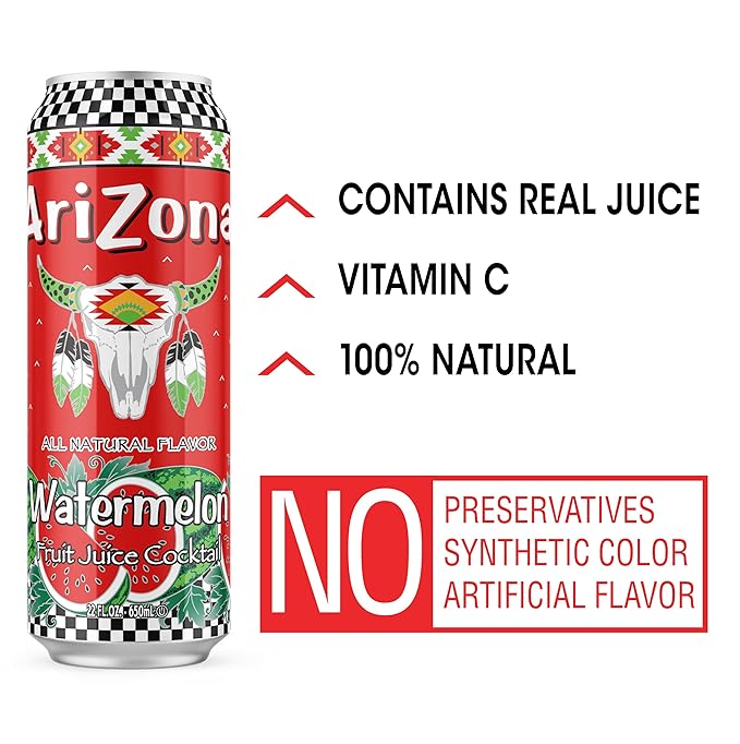 AriZona Watermelon Juice Cocktail - Big Can 22 Fl Oz (Pack of 24)