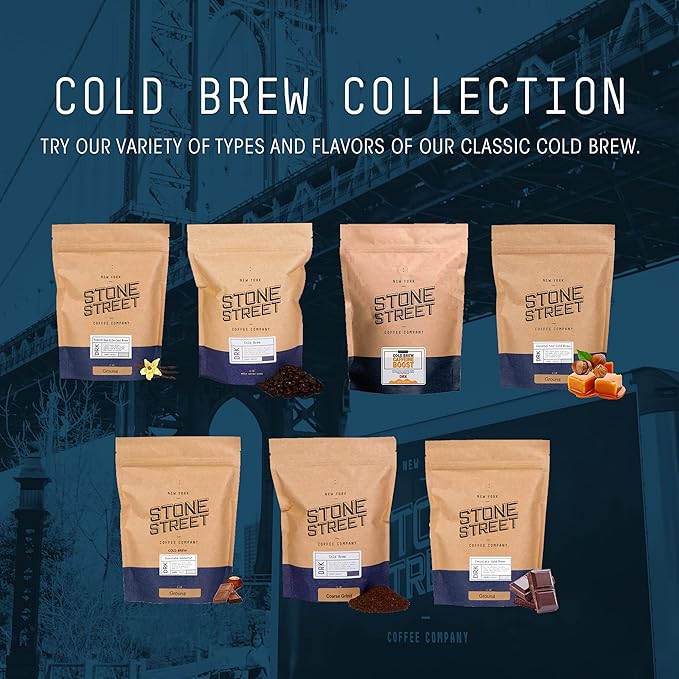 Stone Street Coffee Cold Brew Caffeine Boost Whole Bean 2 LB (32 oz) Dark Roast High Caffeine Strong Blend