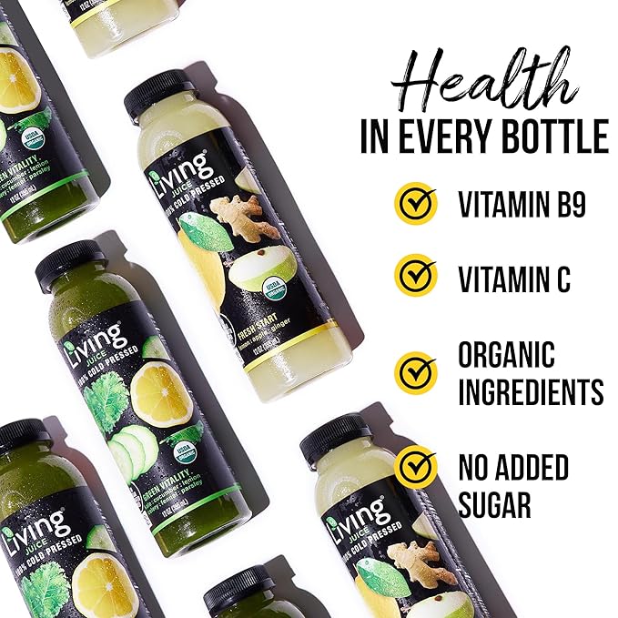 O2 Living Juice Cold Pressed Drink - 3-Day Organic Juice Fast Pack - No Added Sugars or Water Natural Sweetness from Fruits Rich in Nutrients &amp Vitamins - Refreshing &amp Non-GMO - 24 Pack 12