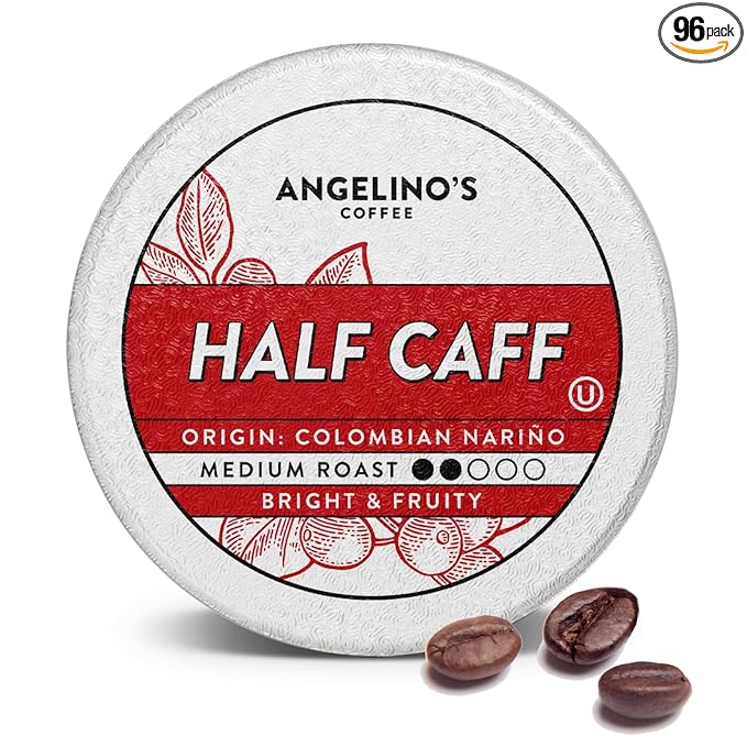 Angelino's Coffee 96 Count Compatible with Keurig 2.0 K-Cup Brewers (Half Caff 96 Count)
