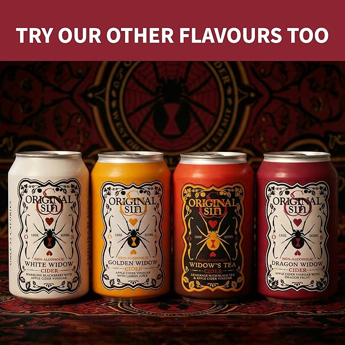 Original Sin Non Alcoholic Cider - Dragon Widow | Sparkling Apple Cider Vinegar Drink with 25% Fruit Juice | Sugar Free Non Alcoholic Drinks- Dragon Fruit Flavour