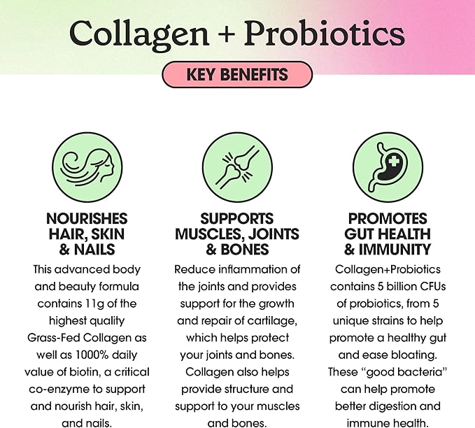 Fit &amp Lean Collagen + Probiotics- Grass-fed Collagen Peptide Powder Unflavored 12.64oz
