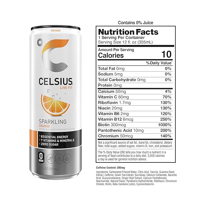 CELSIUS® Zero Sugar Energy Drink &amp Powder Stick Bundle Orange