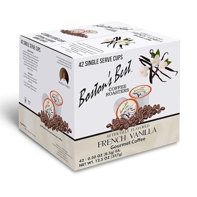 Boston’s Best – French Vanilla Flavored – Medium Roast – Single Serve Coffee Pods Compatible with Keurig Brewers – 42 Pods