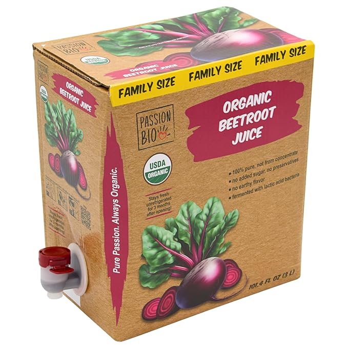 Organic Beetroot Juice Box 101.4 Fl Oz | Pure Beet Juice Not From Concentrate | Organic Vegan Non-GMO | No Added Sugar Easy-Pour Tap Packaging