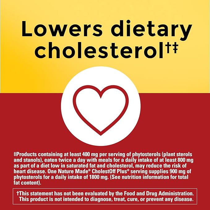 Nature Made CholestOff Plus Dietary Supplement for Heart Health Support 100 Softgels 25 Day Supply