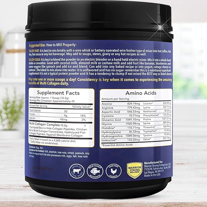 Pure Hydrolyzed Multi Collagen Protein Powder Collagen Powder Boost Energy for Aging Skin Elasticity Hair &amp Nails Growth Support Joint Health (Unflavored)