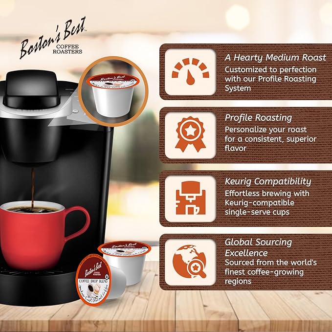 Boston’s Best - Coffee Shop Blend Hearty Medium Roast Delicious Gourmet Coffee Compatible with Keurig CoffeeMaker 1 Count (42 Single Serve Medium Roast Cups)