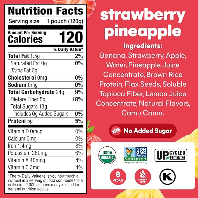 Noka&nbspStrawberry Pineapple Flavored Smoothie 4 Pieces Non GMO 16.9 Ounces (Pack Of 6)