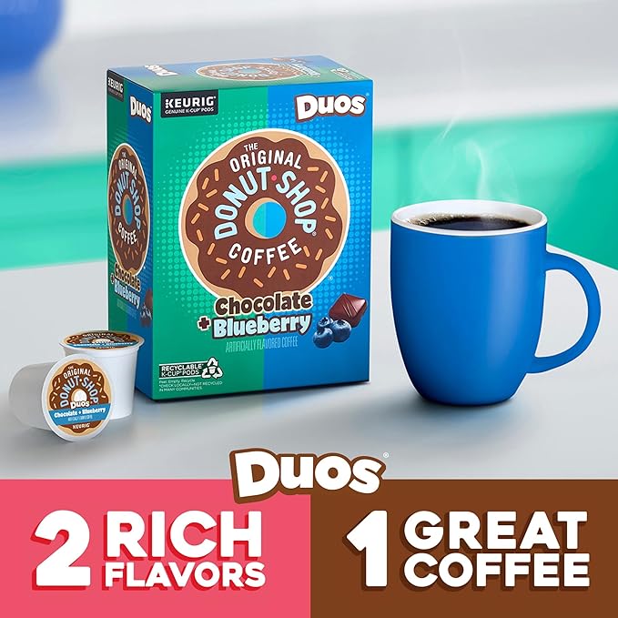 The Original Donut Shop Duos Chocolate Blueberry Coffee Keurig Single-Serve K-Cup Pods 60 Count (6 Packs of 10)