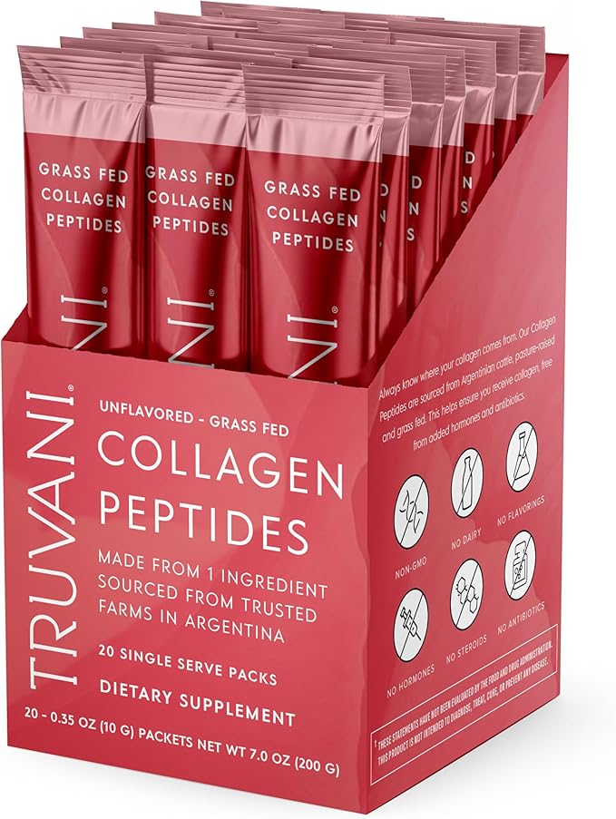 Truvani Hydrolyzed Collagen Peptides | Unflavored | 20 Servings | 10g Grass-Fed Collagen Protein Powder | Promotes Hair Nail Skin and Joint Health | Keto | Gluten &amp Dairy Free | Women &amp Men