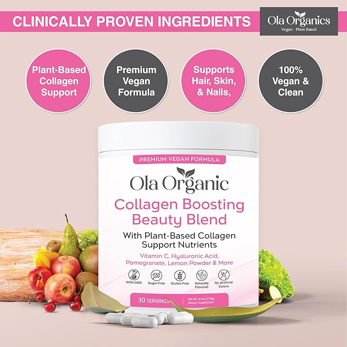 Collagen Booster Powder – Collagen Support with Hyaluronic Acid – Supports Hair Skin Nails &amp Joints – Premium Non-GMO Formula (300g Jar)
