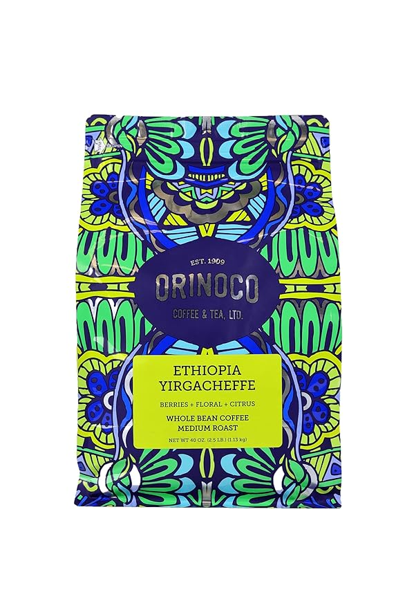 Orinoco Ethiopian Yirgacheffe 2.5lb bag Medium Roast Whole Bean Coffee 100% Arabica beans