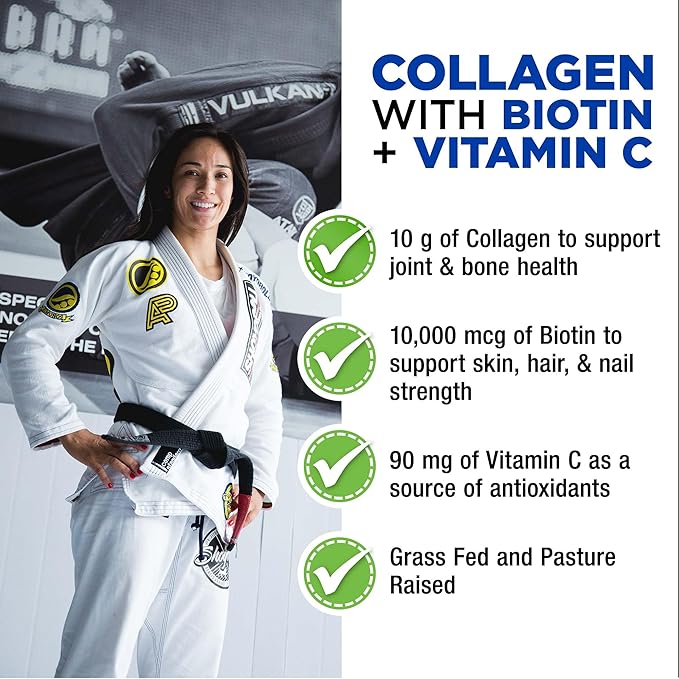 ALLMAX Collagen Powder Grass Fed &amp Pasture Raised – with Biotin (10000 mcg) &amp Vitamin C (90 mg) (440 Grams Unflavored)