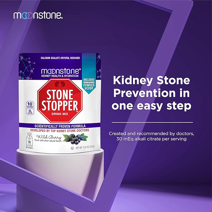 Stone Stopper Drink Mix Wild Berry Kidney Stone Prevention Calcium Oxalate Protector Alkali Citrate Support Developed by Urologists to Improve Hydration and Support Kidney Health 30 Day Supply