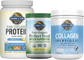 Garden of Life Holistic Wellness Bundle – Perfect Food Powder 30 Servings + Grass Fed Collagen Peptides 28 Servings + Vegan Vanilla Protein with BCAAs &amp Probiotics 20 Servings