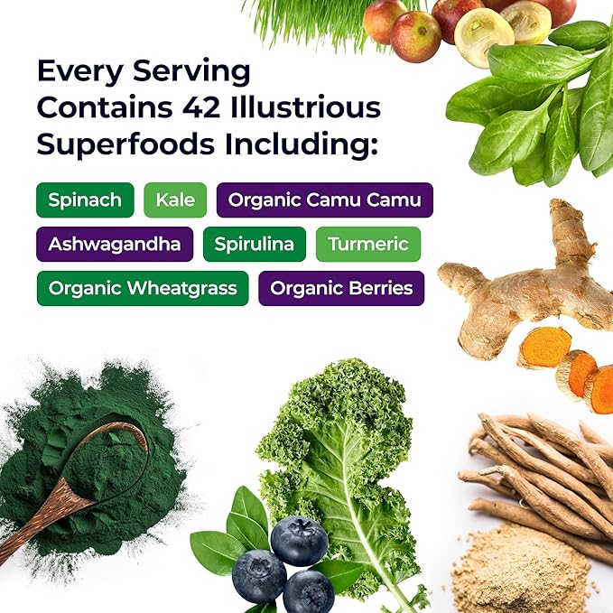 Paradise Herbs ORAC Energy Greens Berry Superfood Powder Over 40000 ORAC Antioxidants Organic Greens Berries Mushrooms &amp Probiotics Non-GMO Gluten-Free 25 Servings