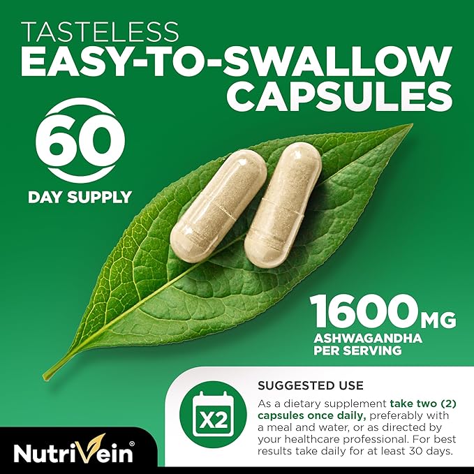 Nutrivein Premium Multi Collagen Capsules &amp Ashwagandha Supplements Bundle: High-Absorption Ashwagandha Root &amp Multi Collagen Peptides Capsules for Body and Mind