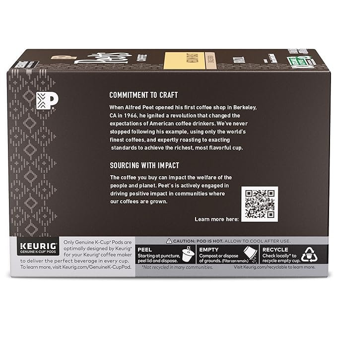Peet's Coffee Medium Roast Keurig K-Cup Pods 100% Arabica Coffee - Single Origin Brazil 60 Count (6 Boxes of 10 K-Cup Pods)