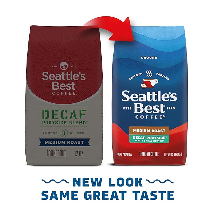Seattle's Best Coffee Decaf Portside Blend Medium Roast Ground Coffee | 12 Ounce Bags (Pack of 6)