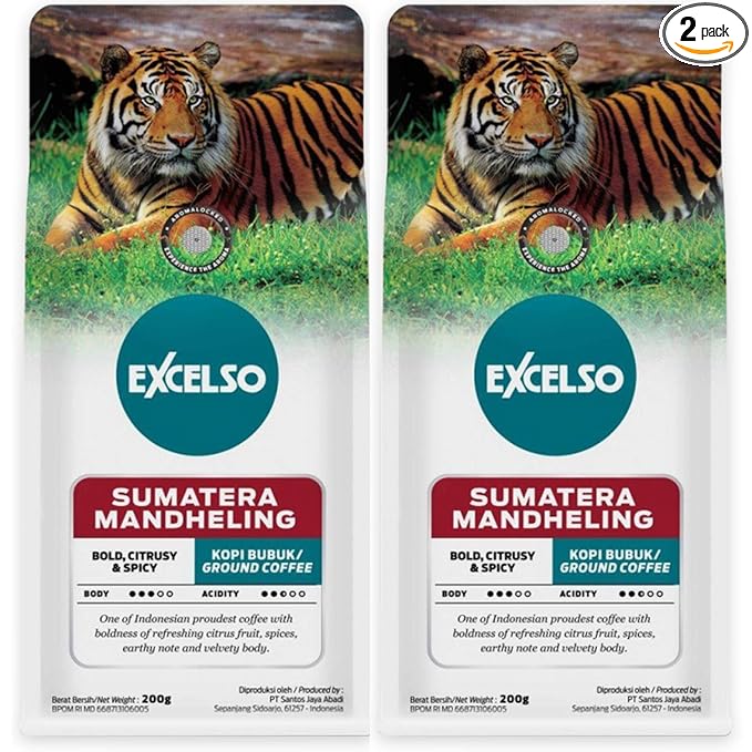Excelso Sumatera Mandheling Ground Coffee 200g (Pack of 2)