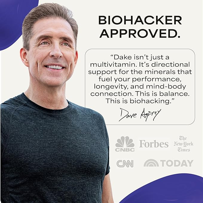 DAKE by Dave Asprey | Synergistic Blend of Essential Vitamins D-A-K-E | Vitamin D2 + K2 + A + E Supplement for Immune Support Bone &amp Joint Support &amp Heart Health | 60 Day Supply