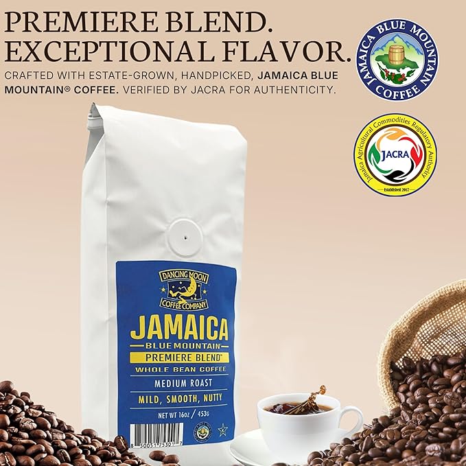 Dancing Moon Jamaica Blue Mountain® Premiere Blend Medium Roast WHOLE BEAN Coffee