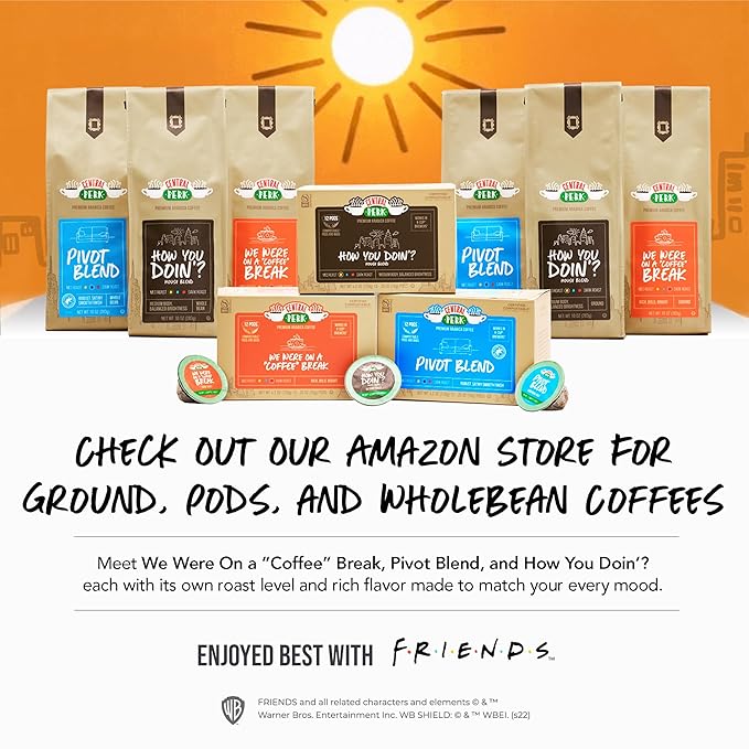 Central Perk Single Serve Coffee Pods Compatible with K-Cup Brewers Variety Pack - 100% Arabica Beans Medium Medium Dark &amp Dark Roast Blends How You Doin Pivot &amp We Were On a Coffee Br