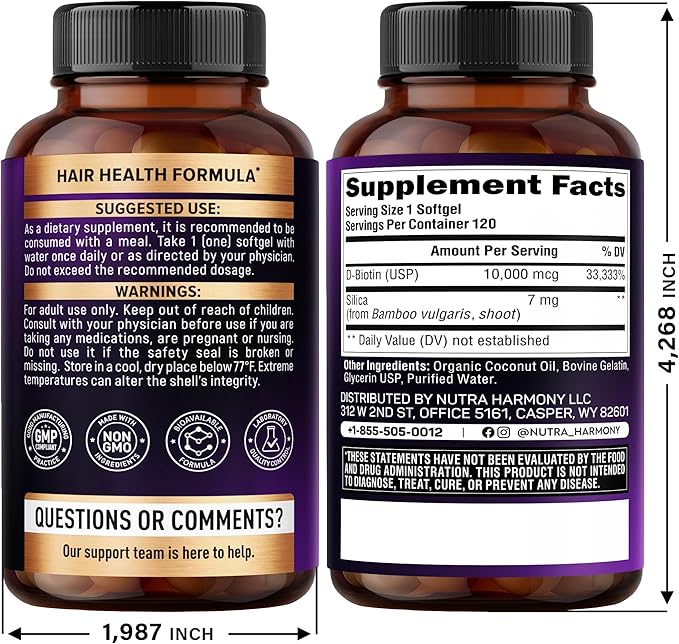 NUTRAHARMONY Liquid Biotin Collagen Drops &amp Biotin with Silicon Softgels