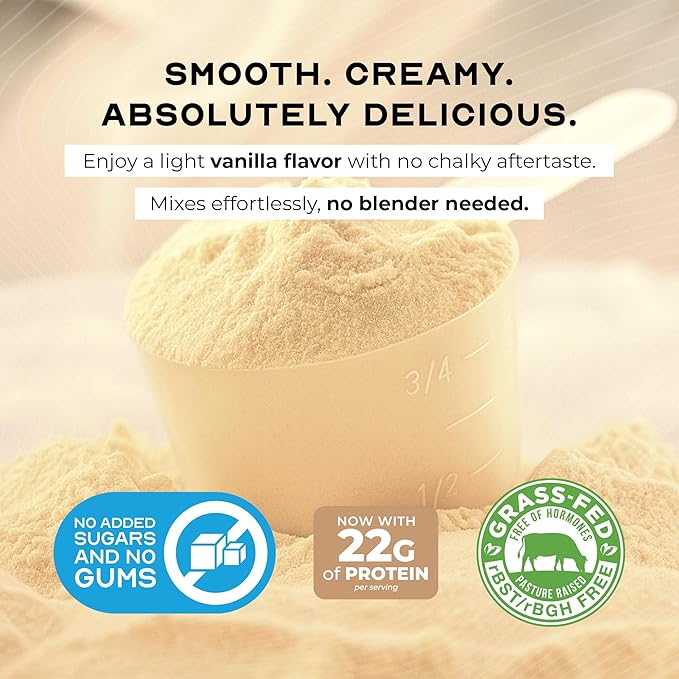 Muscle Feast Grass-Fed Whey Protein Concentrate Powder All Natural Hormone Free Pasture Raised Whey Protein Powder for Women &amp Men Clean Non-GMO &amp Gluten Free Whey Concentrate - Vanilla 5