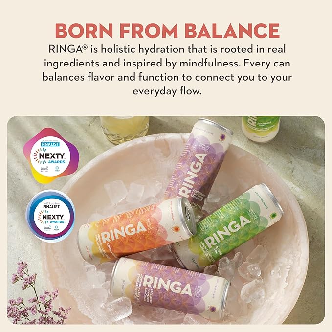RINGA Elderberry Lavender Lemonade Sparkling Drink – Organic Moringa + Apple Cider Vinegar with 3g Prebiotic Fiber – No Added Sugar No Natural Flavors – Gut Health &amp Immunity Support – 12oz Cans