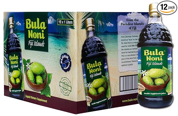 100% NONI Juice - Cold Pressed From FIJI. (12 Pack of 33.8 Oz/ea) Rich in Antioxidant The Original Bula Noni® Juice.