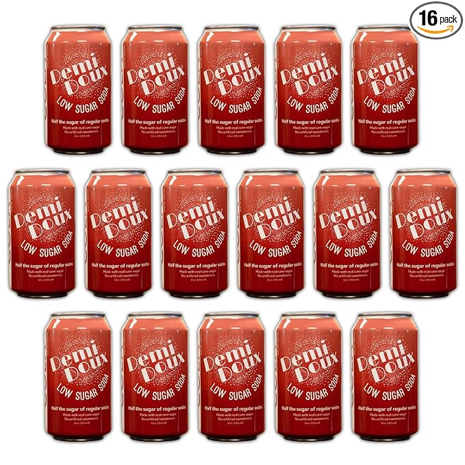 Demi Doux Low Sugar Soda - Low Sugar Soft Drink No Artificial Sweeteners (Cola 16-pack)