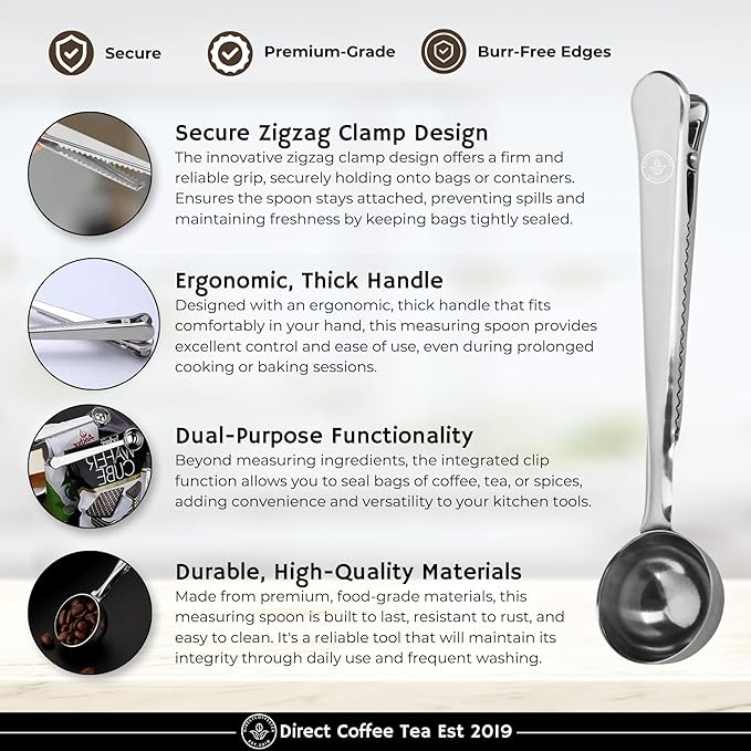 Farmer Bros Premium Blend 100% Arabica Whole Bean Coffee – Medium Roast with Nutty &amp Chocolatey Notes 5-lb Bag – Includes Direct Coffee Tea Est 2019 Barista Spoon with Clip