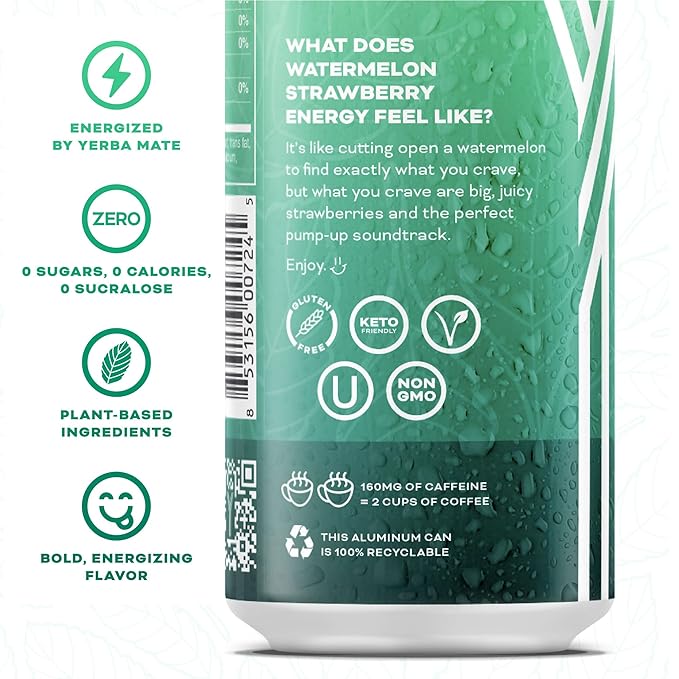 Yerbaé Energy Beverage - Variety Power Pack 0 Sugar 0 Calories 0 Carbs. Yerbae is Energized by Yerba Mate Plant-Based Healthy Alternative to Sugary Energy Drinks 16oz cans (12 Pack)