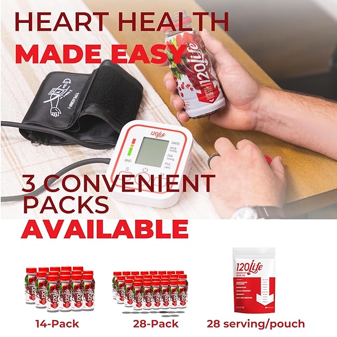 120/Life Blood Pressure Support Beet Root Juice Pomegranate Extract Cranberry Juice Tart Cherry Hibiscus and Magnesium (8 Fl Oz Pack of 28) - Gluten-Free &amp Vegan