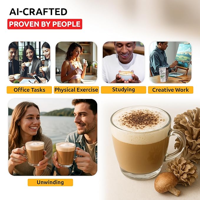 OldSoul Superfood Mushrooms Cappuccino Blend | Arabica Coffee | Approx. 70 Doses | Energy Focus Immunity | 14 oz (400 g)