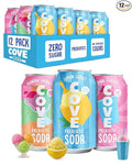 Cove Prebiotic Soda Soft Drinks with Zero Sugar - Refreshing Healthy Soda Alternative with 4g of Fiber for Digestive Support - Natural Caffeine Free Sparkling Beverage - Frozen Favorites 12 Pack