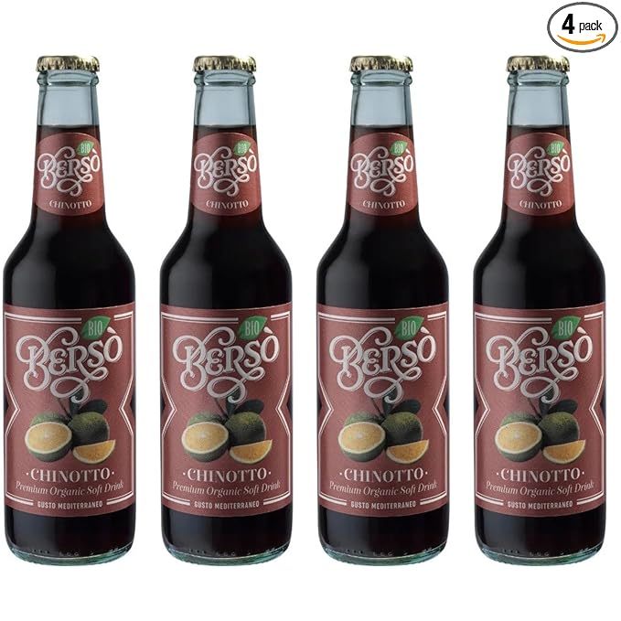 Berso Chinotto Italian Soda 4-Pack – Refreshing Citrus Soft Drink with Bold Bitter Orange Flavor – Premium Sparkling Beverage – Authentic Italian Chinotto Soda for Aperitivo &amp Cocktails