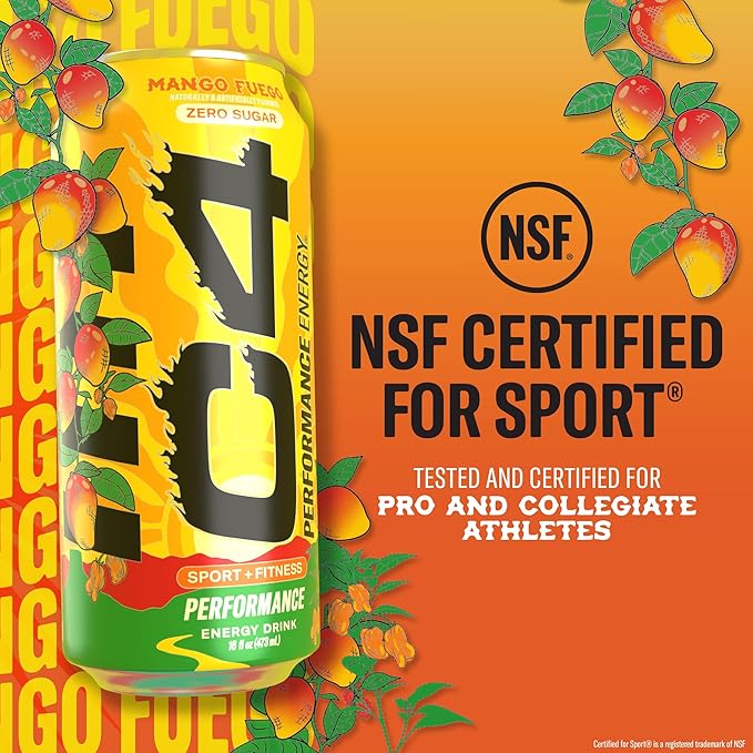 Cellucor C4 Performance Energy Drink - Mango Fuego 16 Fl Oz Can