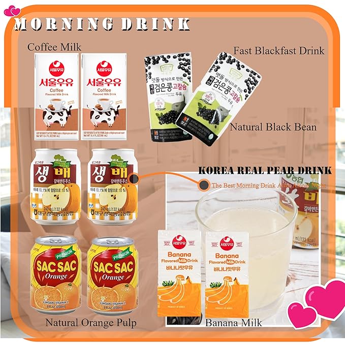 FRKR Korean 10 &amp12 Drinks Assortment Gift Box [Chilsung Cider/Mikis/Demisoda/Banana Milk/McCOL/MoguMogu/2%/SacSac/Etc.] Soft Drinks + Real Fruit Drinks + Energy Drinks (10 Good Morning)
