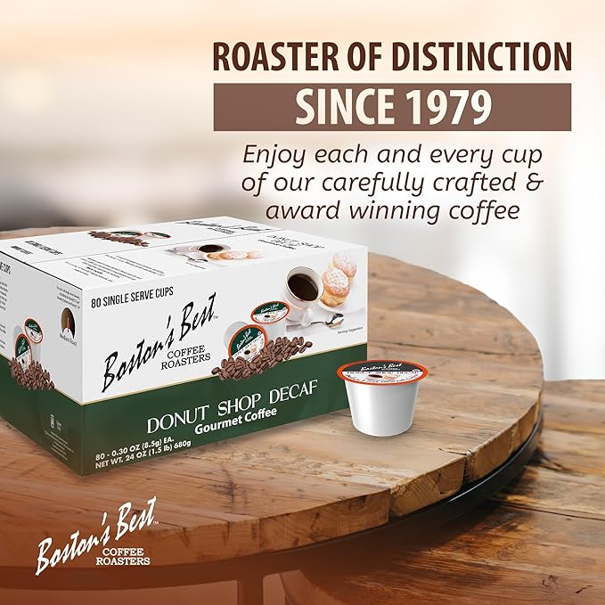 Boston’s Best - Hearty Donut Shop Decaf Medium Roast Delicious Gourmet Coffee Compatible with Keurig Coffee Maker 1 Count (80 Single Serve Cups)