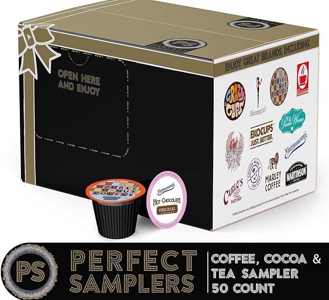 Perfect Samplers Coffee Tea Cider Cappuccino &amp Hot Chocolate Single Serve Cups for Keurig K Cup Brewers Sampler 50 Count