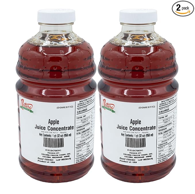 Nature Blessed 100% Pure Domestic Apple Fruit Juice Concentrate - 2 Quarts (2/32 fl oz Bottles) Applications: Home Wine Making Brewing Mead Distilling Hard Cider Smoothies