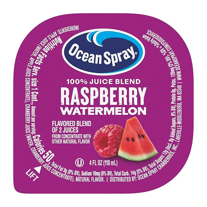 Ocean Spray® 100% Juice Raspberry Watermelon Juice Blend Drink 4 Fl Oz Cup 48 Count