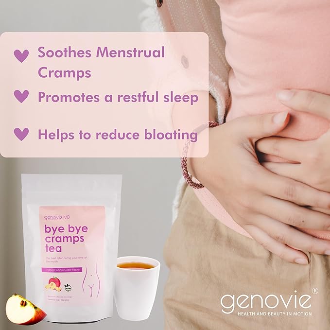 Bye Bye Cramps Tea – Apple Cider &amp Hibiscus 30 Bags for Natural Menstrual Relief