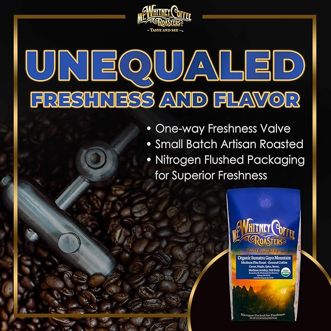 Mt. Whitney Organic Gayo Mountain Sumatra Medium Dark Roast Coffee (Ground 2 Lb)