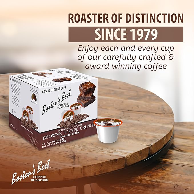 Boston’s Best - Brownie Toffee Flavored Delicious Gourmet Coffee Compatible with Keurig Coffee Maker 1 Count (42 Single Serve Medium Roast Cups)