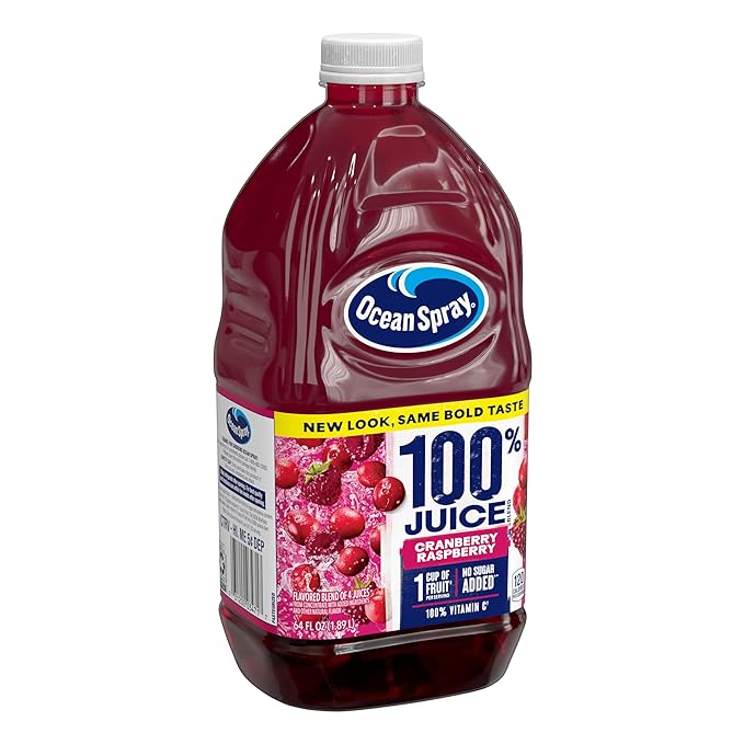 Ocean Spray® 100% Juice Cranberry Raspberry Juice Blend 64 Fl Oz Bottle (Pack of 8)